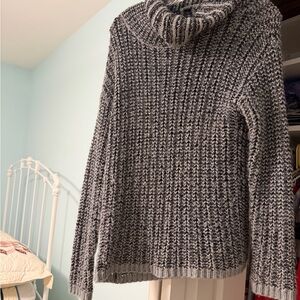 Tribal Black and White Cowl Neck Sweater